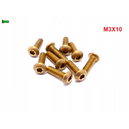 M3x10 śruba tytanowa gr2 imbusowa iso 7380 śruby tytanowe kolorowe złota