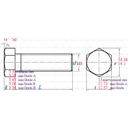 M8x30 śruba din 933 iso 4017 aluminiowa