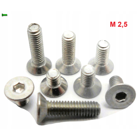 M2,5x8 śruba aluminiowa stożkowa imbus din 7991 śruby aluminiowe stożkowe