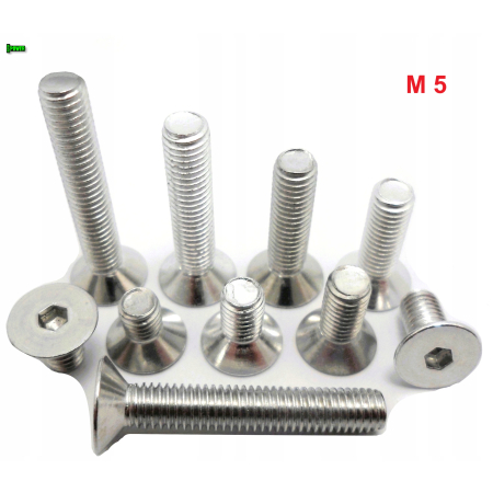 M5x18 śruba aluminiowa stożkowa imbus din 7991 śruby aluminiowe stożkowe