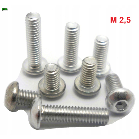 M2,5x6 śruba aluminiowa imbusowa iso 7380 śruby aluminiowe