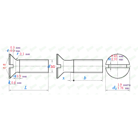 M1x4 śruba tytanowa din 963 z lbem stożkowym plaska glowica gr 2