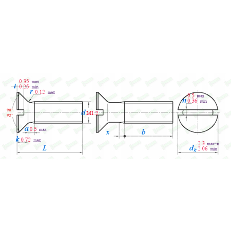 M1,2x5 śruba tytanowa din 963 z lbem stożkowym plaska glowica gr 2