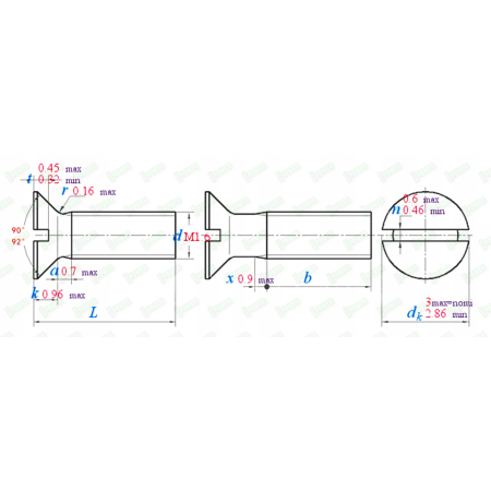 M1,6x4 śruba tytanowa din 963 z lbem stożkowym plaska glowica gr 2