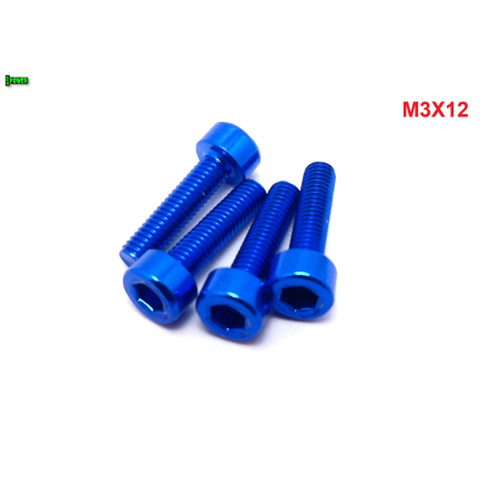 M3x12 aluminiowa śruba imbusowa din 912 śruba aluminiowa niebieska m3x12