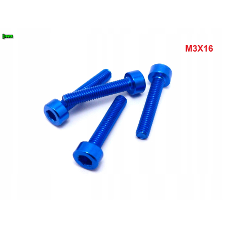 M3x16 aluminiowa śruba imbusowa din 912 śruba aluminiowa niebieska m3x16