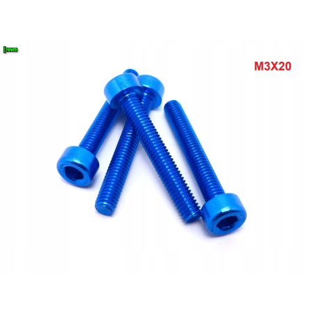 M3x20 aluminiowa śruba imbusowa din 912 śruba aluminiowa niebieska m3x20