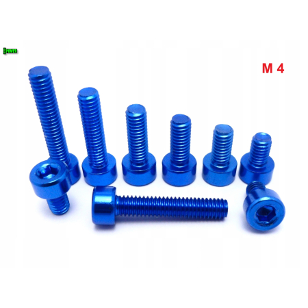 M4x8 aluminiowa śruba imbusowa din 912 śrubka m4 aluminiowa niebieska m4x8