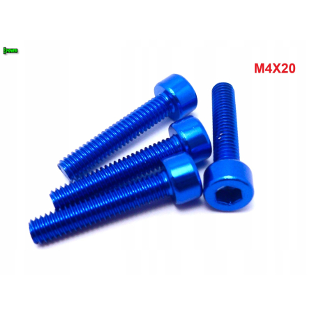 M4x20 aluminiowa śruba imbusowa din 912 śrubka niebieska aluminiowa m4x20
