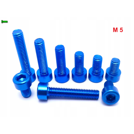 M5x20 aluminiowa śruba imbusowa din912 śrubka aluminiowa niebieska m5x20