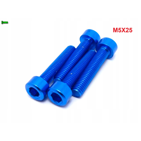 M5x25 aluminiowa śruba imbusowa din912 śrubka aluminiowa niebieska m5x25