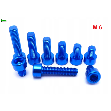 M6x16 aluminiowa śruba imbusowa din912 śrubka aluminiowa niebieska m6x16