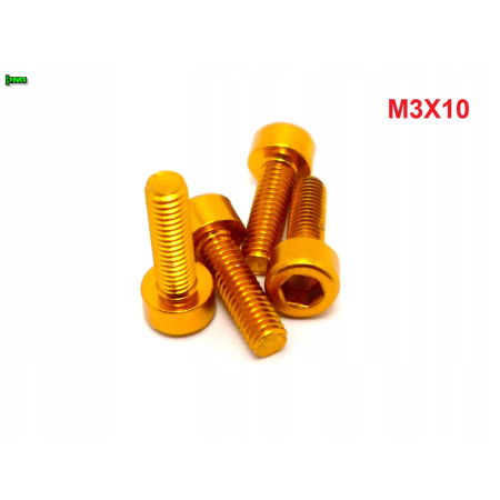 M3x10 aluminiowa śruba imbusowa din 912 kolorowa śrubka aluminiowa złota m3