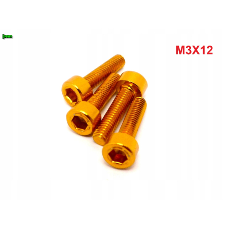 M3x12 aluminiowa śruba imbusowa din 912 kolorowa śrubka aluminiowa złota m3