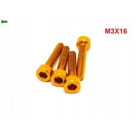 M3x16 aluminiowa śruba imbusowa din 912 kolorowa śrubka aluminiowa złota m3