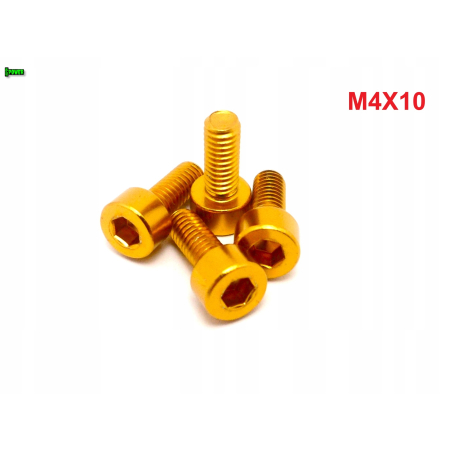 M4x10 aluminiowa śruba imbusowa din 912 kolorowa śrubka aluminiowa złota m4