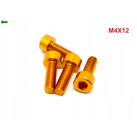M4x12 aluminiowa śruba imbusowa din 912 kolorowa śrubka aluminiowa złota m4