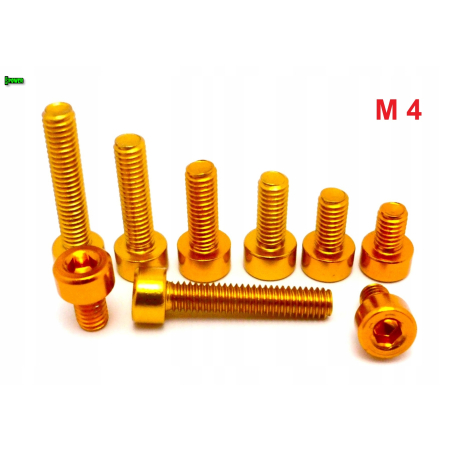 M4x12 aluminiowa śruba imbusowa din 912 kolorowa śrubka aluminiowa złota m4