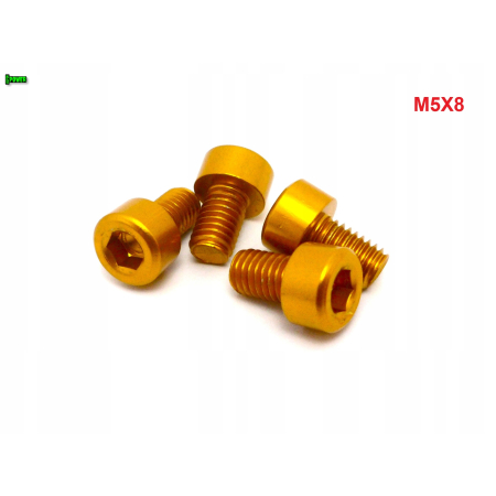 M5x8 aluminiowa śruba imbusowa din 912 kolorowa śrubka aluminiowa złota m5
