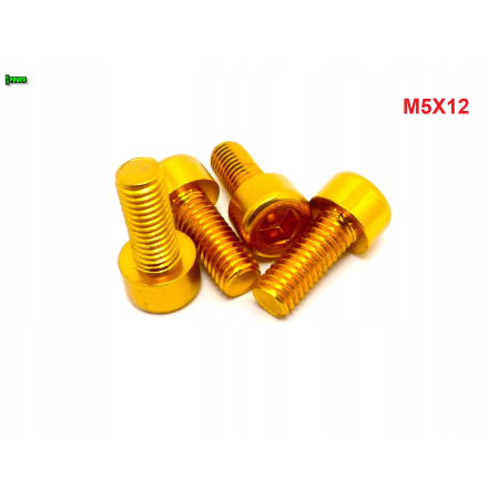 M5x12 aluminiowa śruba imbusowa din 912 kolorowa śrubka aluminiowa złota m5