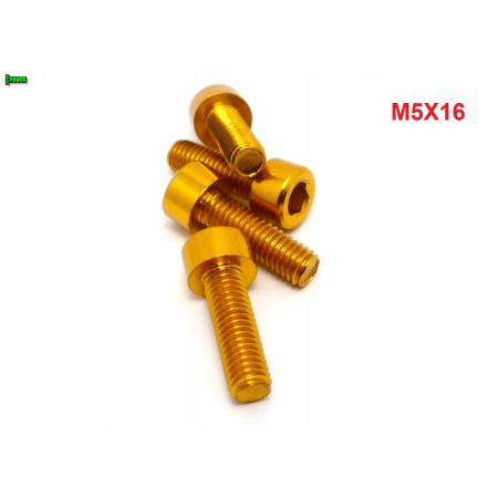 M5x16 aluminiowa śruba imbusowa din 912 kolorowa śrubka aluminiowa złota m5