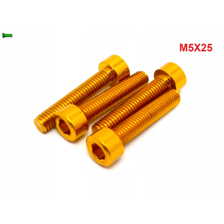 M5x25 aluminiowa śruba imbusowa din 912 kolorowa śrubka aluminiowa złota m5