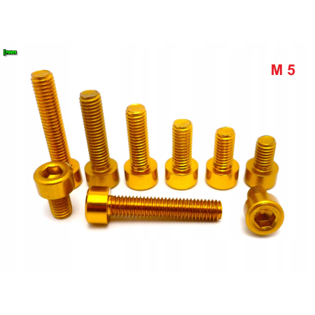 M5x25 aluminiowa śruba imbusowa din 912 kolorowa śrubka aluminiowa złota m5