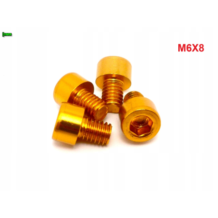 M6x8 aluminiowa śruba imbusowa din 912 kolorowa śrubka aluminiowa złota m6