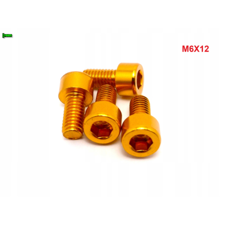 M6x12 aluminiowa śruba imbusowa din 912 kolorowa śrubka aluminiowa złota m6