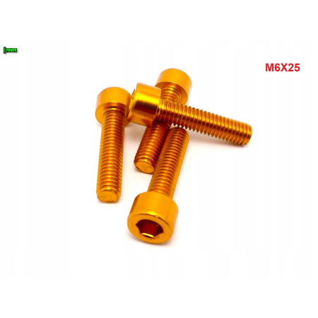 M6x25 aluminiowa śruba imbusowa din 912 kolorowa śrubka aluminiowa złota m6