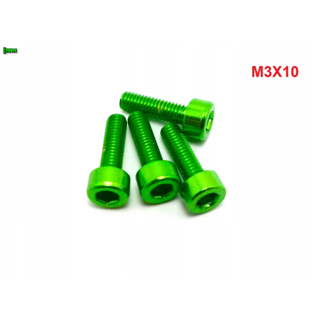 M3x10 aluminiowa śruba imbusowa din 912 śruba aluminiowa zielona m3x10