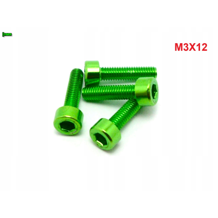 M3x12 aluminiowa śruba imbusowa din 912 śruba aluminiowa zielona m3x12
