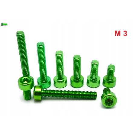 M3x16 aluminiowa śruba imbusowa din 912 śruba aluminiowa zielona m3x16