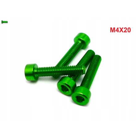 M4x20 aluminiowa śruba imbusowa din 912 śrubka zielona aluminiowa m4x20