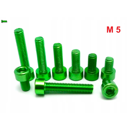 M5x8 aluminiowa śruba imbusowa din 912 śrubka aluminiowa zielona m5x8