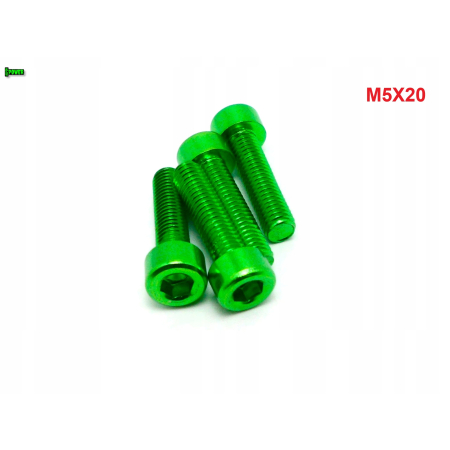 M5x20 aluminiowa śruba imbusowa din912 śrubka aluminiowa zielona m5x20