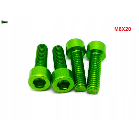 M6x20 aluminiowa śruba imbusowa din912 śrubka aluminiowa zielona m6x20