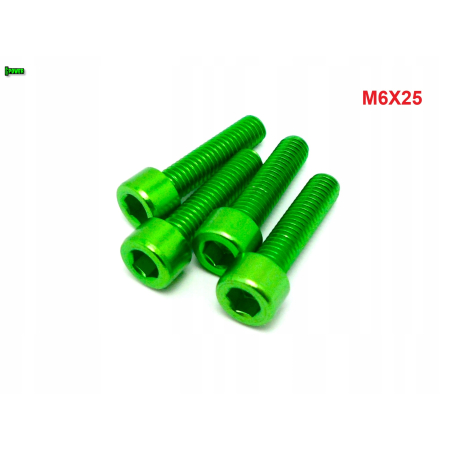 M6x25 aluminiowa śruba imbusowa din912 śrubka aluminiowa zielona m6x25