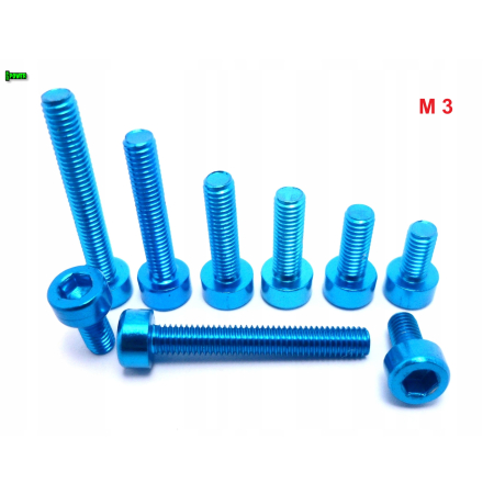 M3x12 aluminiowa śruba imbusowa din 912 śruba aluminiowa błękitna m3x12