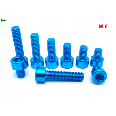 M6x20 śruba imbusowa din 912 iso 4762 śruba aluminiowa m6 kolor niebieski