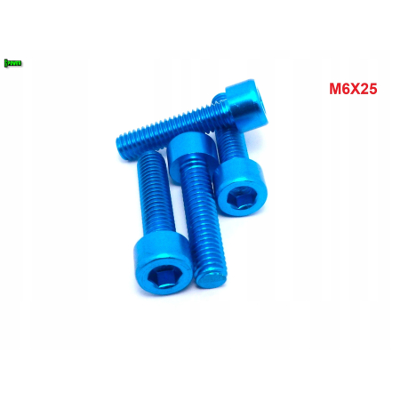 M6x25 aluminiowa śruba imbusowa din912 śrubka aluminiowa błękitna m6x25