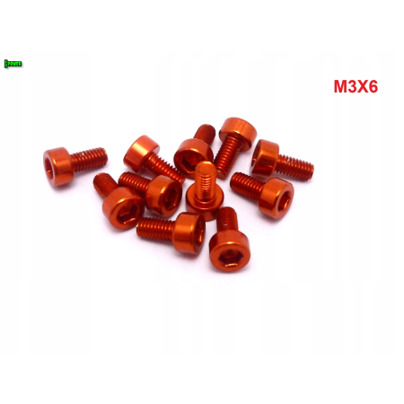 M3x6 aluminiowa śruba imbusowa din 912 śruba aluminiowa pomarańczowa m3