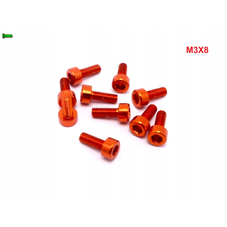 M3x8 aluminiowa śruba imbusowa din 912 śruba aluminiowa pomarańczowa m3