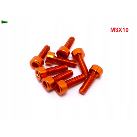 M3x10 aluminiowa śruba imbusowa din 912 śruba aluminiowa pomarańczowa m3