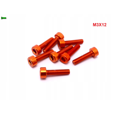 M3x12 aluminiowa śruba imbusowa din 912 śruba aluminiowa pomarańczowa m3