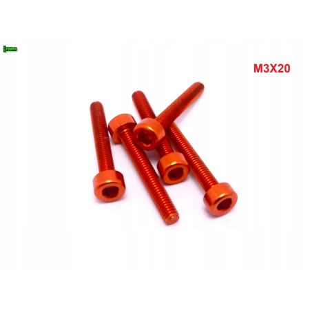 M3x20 aluminiowa śruba imbusowa din 912 śruba aluminiowa pomarańczowa m3