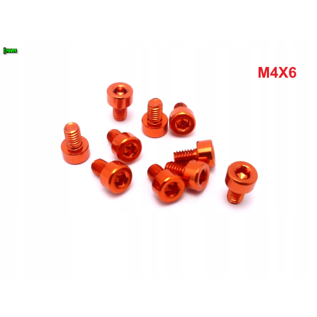 M4x6 aluminiowa śruba imbusowa din 912 śrubka aluminiowa pomarańczowa m4