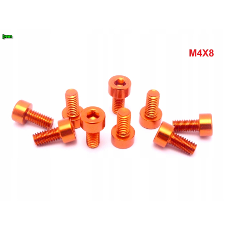 M4x8 aluminiowa śruba imbusowa din 912 śrubka m4 aluminiowa pomarańczowa