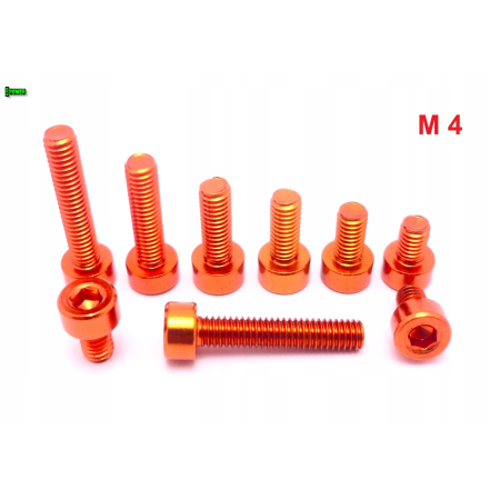 M4x8 aluminiowa śruba imbusowa din 912 śrubka m4 aluminiowa pomarańczowa