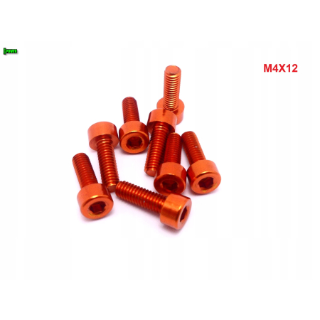 M4x12 aluminiowa śruba imbusowa din 912 śrubka pomarańczowa aluminiowa m4
